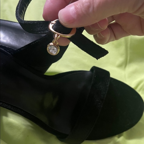 Chic Black Velvet Ankle Strap Heels - Picture 4 of 5